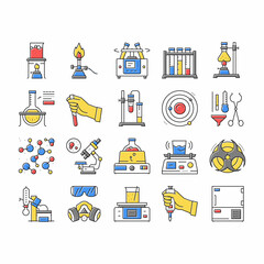Chemistry Laboratory Collection Icons Set Vector Illustration .