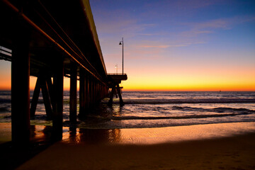 Fototapeta na wymiar Sunset, Venice Beach Fishing Pier, Los Angeles, CA