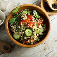 Homemade vegetable salad with quinoa