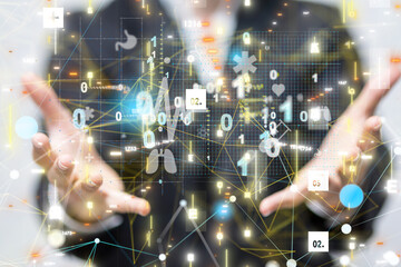 digital medical futuristic interface 3D rendering