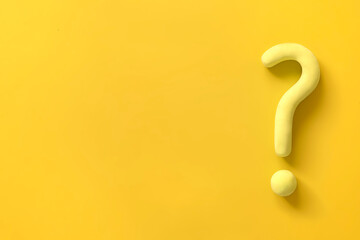 Yellow question mark on orange background. 3d model, mock-up of interrogation point with copy space. Important  information, dispute, hesitation concept.