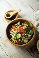 Homemade vegetable salad with quinoa