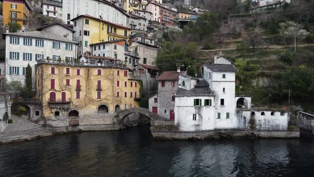 View of the village of Nesso on Lake Como