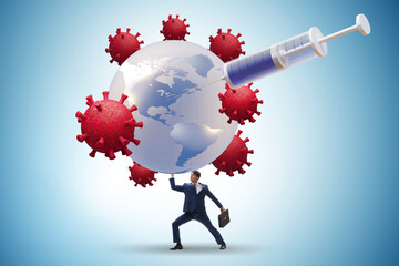 Concept of gloval vaccination against covid-19 coronavirus