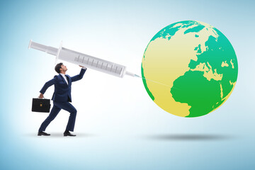 Concept of gloval vaccination against covid-19 coronavirus
