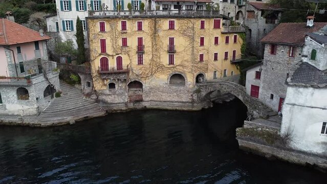 View of the village of Nesso on Lake Como