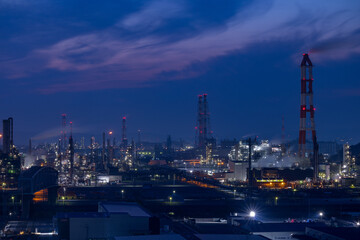 日本の岡山県倉敷市の夜景がとても美しい水島コンビナート
