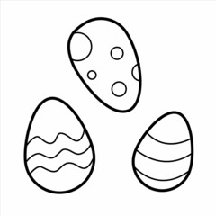 Isolated vector line eggs with ornament. Good for easter decoration, coloring books.