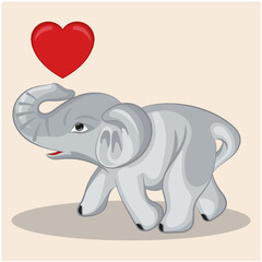 Cute baby elephant gray with heart