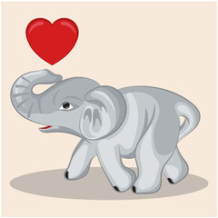 Cute baby elephant gray with heart