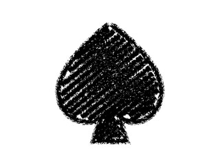 クレヨン落書きスペードアイコン：黒