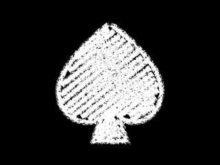 クレヨン落書きスペードアイコン：白