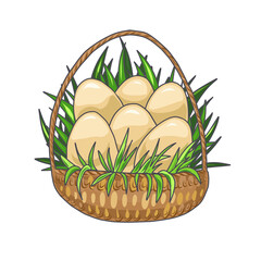Easter. Eggs in a basket or nest. Vector illustration