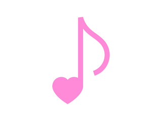 Obraz premium ハート8分音符アイコン：ピンク