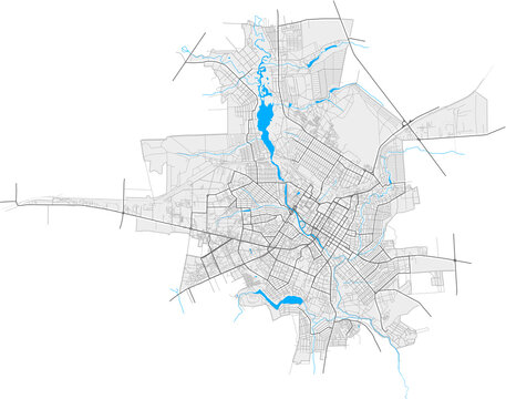 Kropyvnytskyi, Ukraine Black and White high resolution vector map