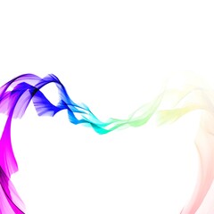 白背景に渦巻く虹色の光の波のイラスト