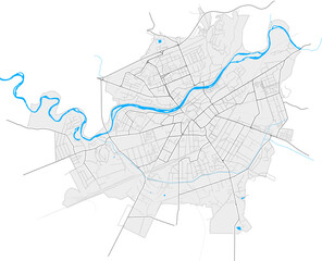 Mukachevo, Ukraine Black and White high resolution vector map