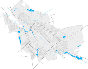 Kostiantynivka, Ukraine Black and White high resolution vector map