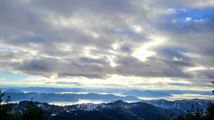Snow covered mountains landscape