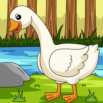 Goose Cartoon Colored Animal Illustration