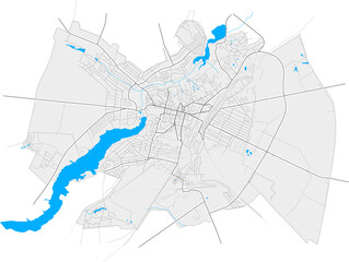 Fastiv, Ukraine Black and White high resolution vector map