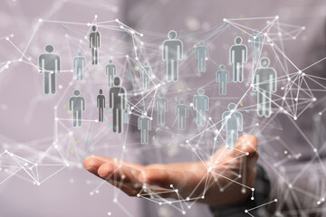 Business people silhouettes network team