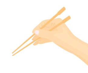 hand with chopsticks  -vector illustration