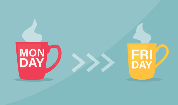 Concept Of Work Week From Monday To Friday Coffee - Vector Illustration