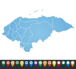 Map of Honduras republic with provincies