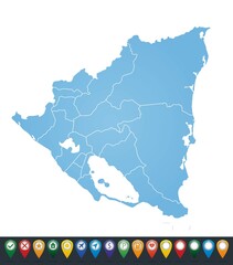 Map of Nicaragua republic with provincies