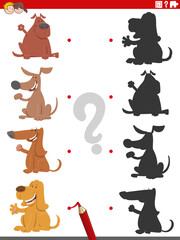 educational shadow game with cartoon dogs