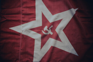 Red hammer and sickle flag, symbol for the communist movement