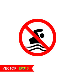 No swimming river or pool warning sign vector