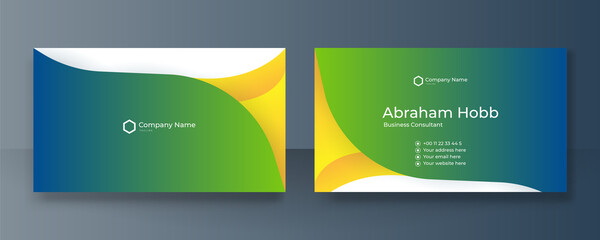 Modern elegant green and yellow business card vector background. Luxury creative clean bold business card design template. Vector illustration - Powered by Adobe