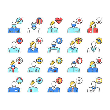 Medical Speciality Collection Icons Set Color Vector .