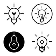 Lightbulbs1-3 Flat Icon Set Isolated On White Background