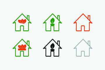 Home with Leaf flower icon design in Adobe Illustrator