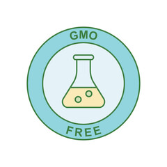 Gmo free label icon in color icon, isolated on white background 