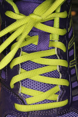 Purple and Yellow Athletic Shoe Close up
