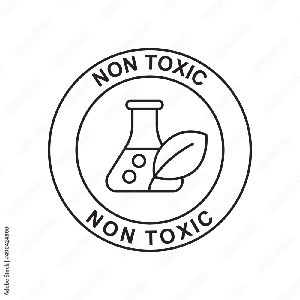 Wall mural non toxic label icon in black line style icon, style isolated on white background