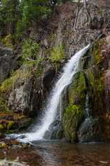 Fototapeta na wymiar middle waterfall in Altai mountains