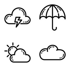 Weather Flat Icon Set Isolated On White Background