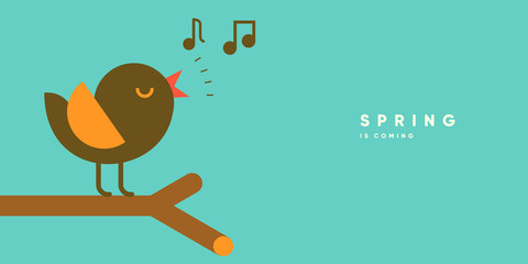 Spring. Nature. Garden. Simple vector illustration. Symbolic poster on the theme of peace, harmony. Background for banner, label, cover.