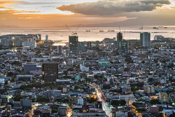 Manila at dusk from the CBD looking to Manila Bay