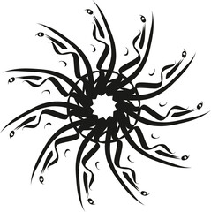 Distorted Sketch radiating abstract shape