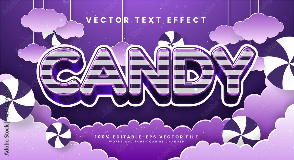 Poster candy editable text style effect with glossy theme.