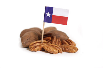 Shelled and Whole Pecans With Texas Flag