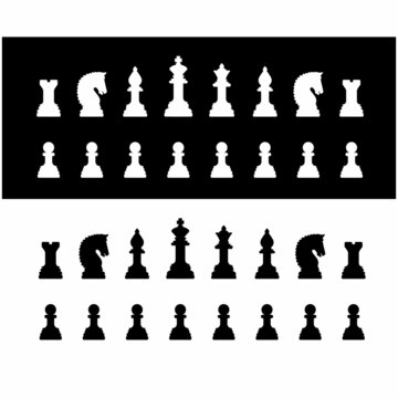 Vector Illustration of Black and White Chess Pawns.