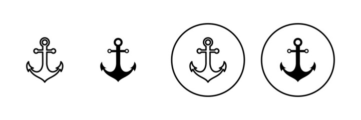 Anchor icons set. Anchor sign and symbol. Anchor marine icon.