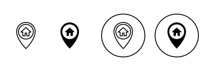 Address icons set. home location sign and symbol. pinpoint